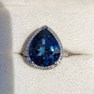 14kt white gold London blue topaz Effy ring.